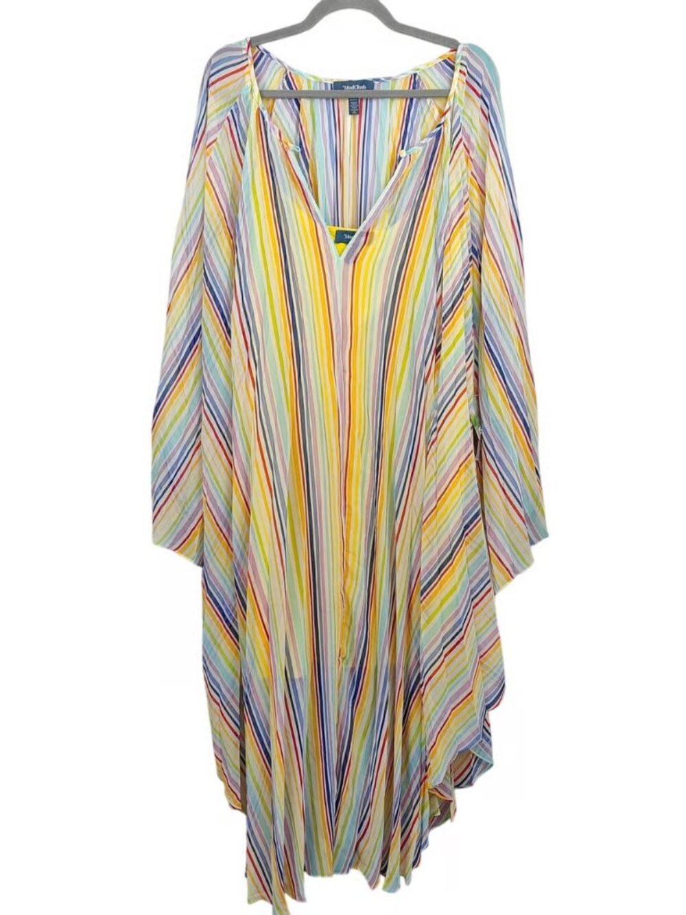 ModCloth Rainbow Sheer Striped Kaftan with Yellow Tunic XL